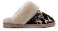 Warmbat Collie Print Hairy Cow Dames Sloffen - Zwart