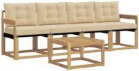 vidaXL Buiten bankenset 5 st Wit en Beige