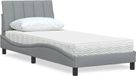 Hanko Lit avec matelas tissu gris clair 90x200 cm
