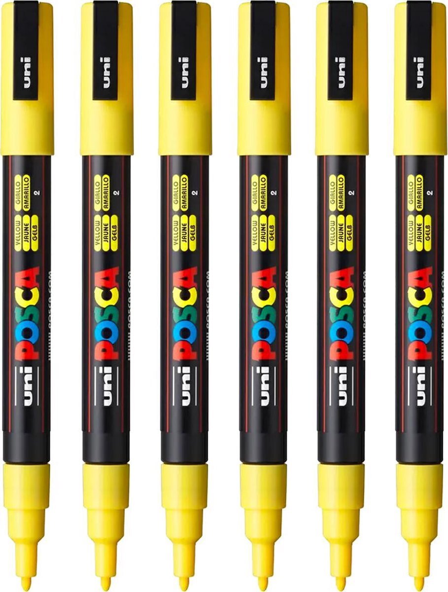 Posca Stiften PC-3M Fine Tip - verfstiften - Geel - 6 stuks