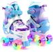 Suotu Patins à roulettes - Réglable - Roues lumineuses - Taille 25-28 - Bleu - XS
