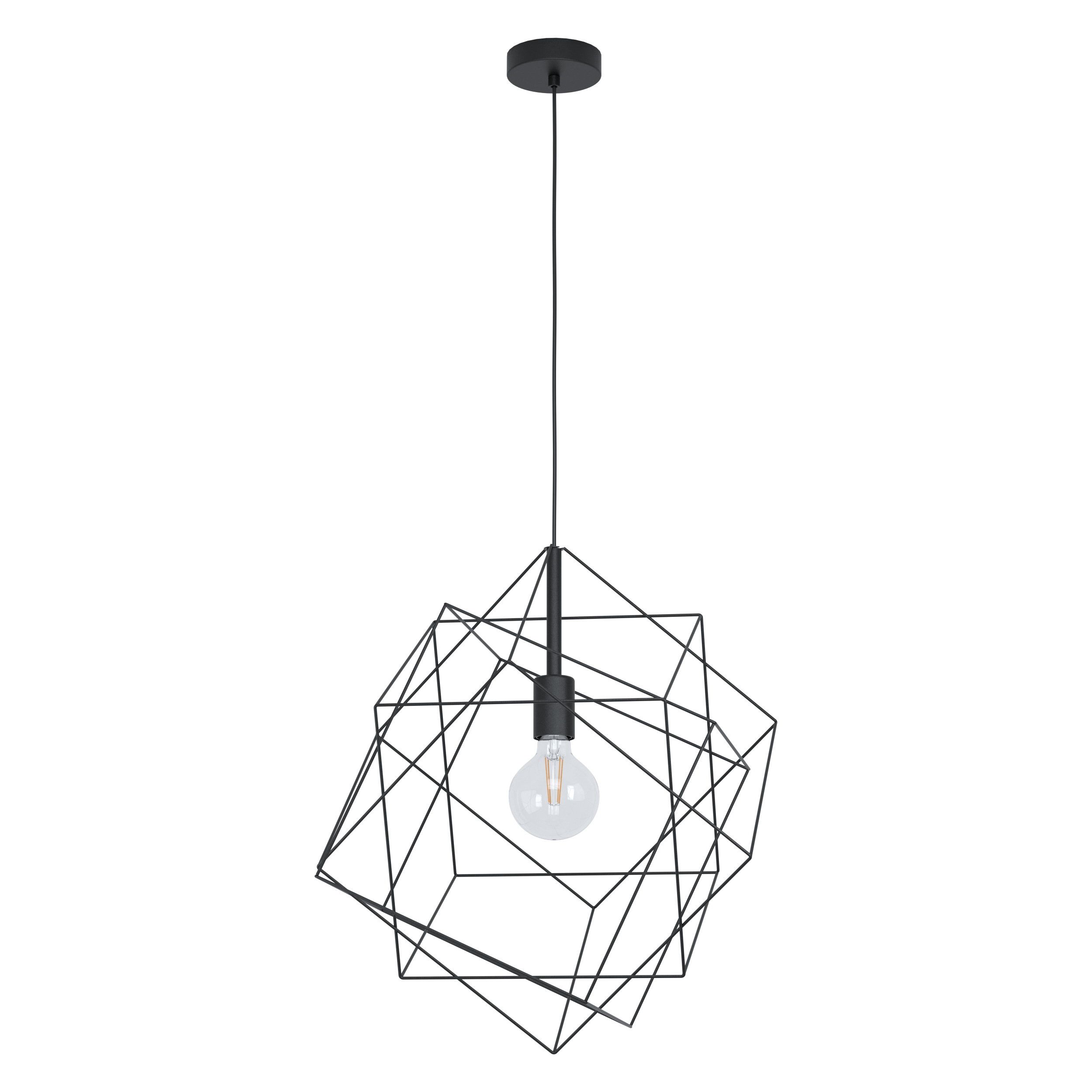 EGLO Straiton Hanglamp - Zwart - E27 - Ø 51,5 cm