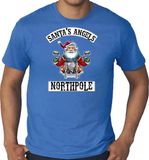 Bellatio Decorations Shoppartners Bv Grote maten fout Kerstshirt / Kerst t-shirt Santas angels Northpole blauw voor heren XXXL