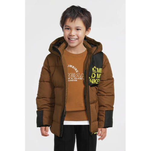Me & My Monkey hooded puffer jas bruin