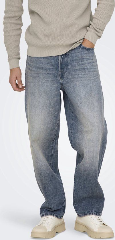 ONLY & SONS - ONSFADE LOOSE SBG 2218 TAI DNM NOOS - Heren - Jeans - Blauw - Maat: Valt normaal