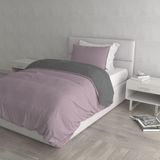 Italian Bed Linen Dekbedovertrek Set, 100% Katoen, Antiek Roze/Donkergrijs, Enkel