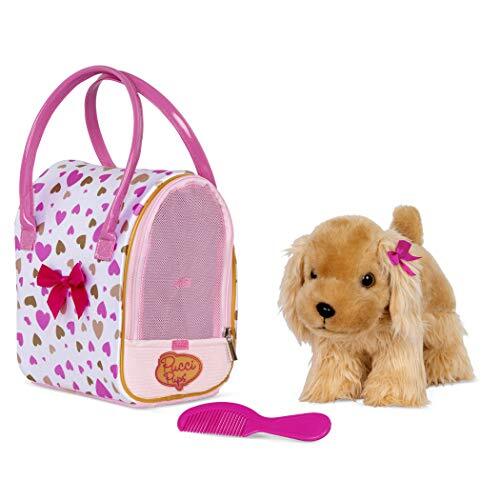 Pucci Pups ST8365Z gouden & roze hart print glam tas met Cocker Spaniel