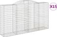 vidaXL Gabionen met hoge boog, 15 stuks, 300x50x160/180 cm, verzinkt staal