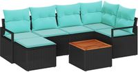 vidaXL Tuinbankenset 7 st Zwart poly rattan