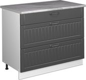 Vicco Keukenonderkast Fame-Line, Donkergrijs/Wit, 100 cm, WB Marmer