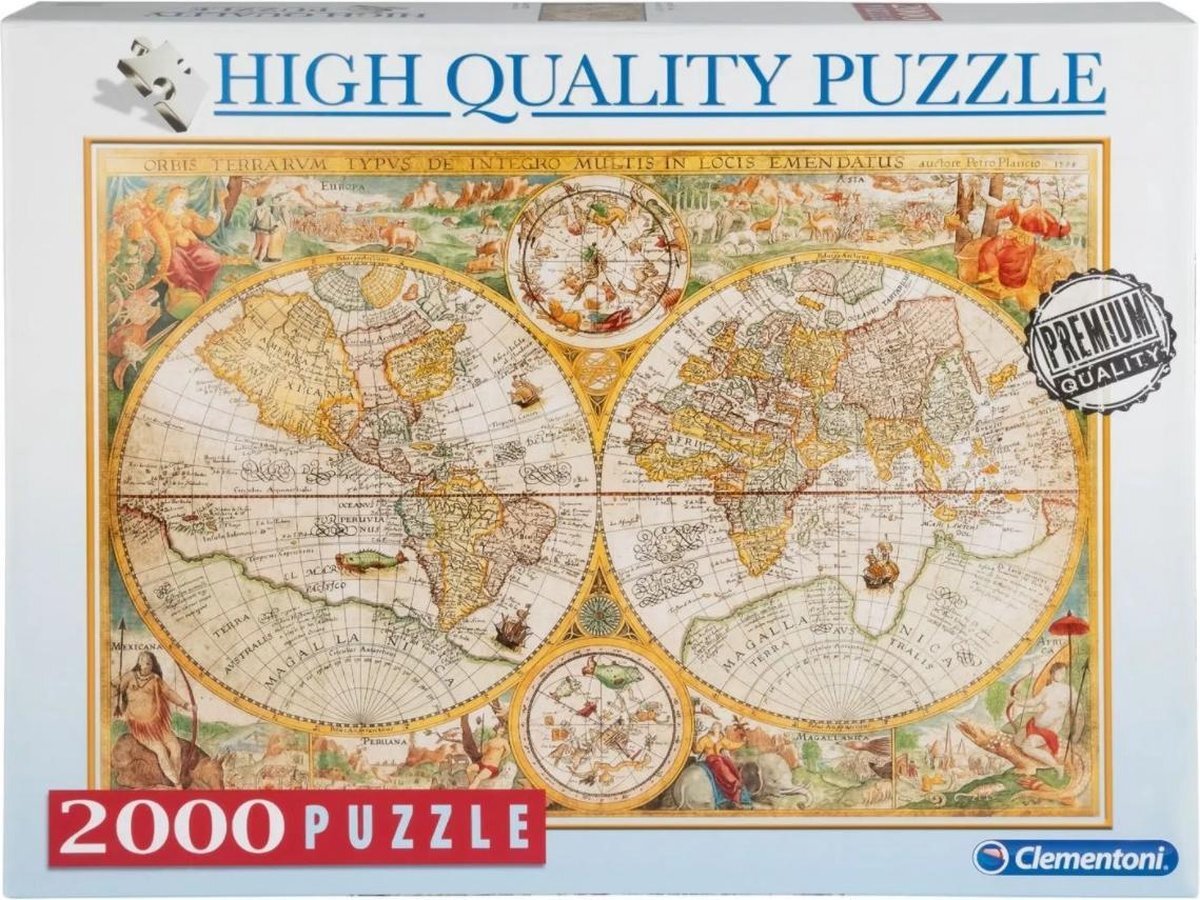 Clementoni High Quality puzzel - Oude wereldkaart - 2000 stukjes