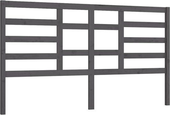 vidaXL Hoofdbord 206x4x104 cm massief grenenhout grijs