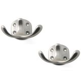 Merkloos Luxe 6x Kapstokhaken Aluminium Zilver Dubbele Haak 5 x 7 cm