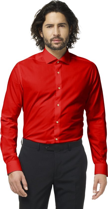 OppoSuits Red Devil Overhemd voor Heren Rood - Zakelijke en Vrijetijds Overhemden voor Mannen Meerdere Kleuren Beschikbaar