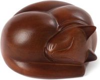 Petributes Kattenurn Slapende Kat Bruin Hout - 18x18x10cm - Voor Katten