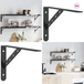 Supports d'étagères 4 pièces 30x2,5x15,5 cm noir acier inoxydable