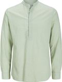 JACK&JONES JJBREEZE HALF PLACKET SHIRT LS Hommes Chemises Vert L Coupe ajustée Manches longues Coton Lin