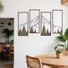 Unyqoos® Set van vier kleurrijke metalen wanddecoraties met berg- en boslandschap