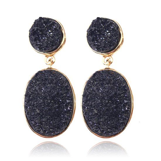 Deja Jewels Lookinggoodtoday Ovale Deja Oorhangers - Black