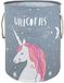 VAIVUSTO Ronde wasmand waterdicht canvas grote kledingmand wasmand met touwgrepen schattige cartoon kinderkamermand voor kinderkamer speelgoed opslag meisjeskamer decor (grijze eenhoorn)