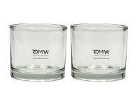 Dekohelden24 Windlichtglas/theelichtglas in set van 2, helder/transparant van glas, eenvoudig en elegant, afmetingen: H/Ø ca. 8 x 9 cm, 8 cm