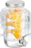 Merkloos Relaxdays drankdispenser met infuser - 4 liter - glas - tapkraan
