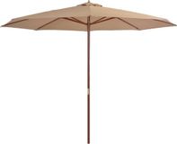 vidaXL Parasol met houten paal 350 cm Taupe