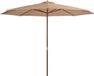 vidaXL Parasol met houten paal 350 cm Taupe
