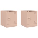 VidaXL Nachtkastjes 2 stuks Roze Staal 34,5x39x44 cm