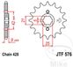 JT Sprockets JTF576.18 pignon d'attaque en acier 18T