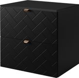 Meuble de salle de bain, noir avec poignées dorées / avec plateau, largeur 60 cm