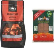 fire up BBQ starterspakket - houtskool briketten 3 kilo - barbecue aanmaakblokjes 32x