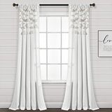 Lush Decor Boho Pom Pom Kwastje Linnen Raamgordijnpaneel (enkel paneel), 84" L x 52" B, gebroken wit