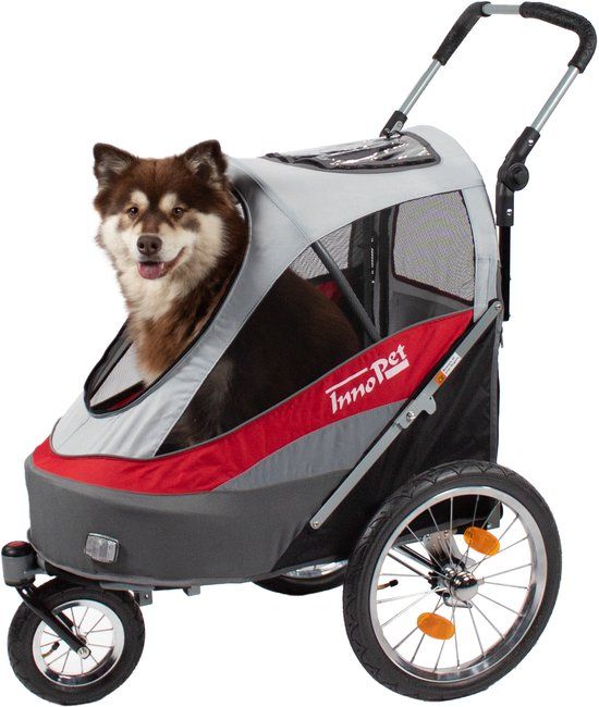 InnoPet Sporty Dog Trailer Deluxe - Red/Light Grey - 86x60x112cm - Dog Trailer