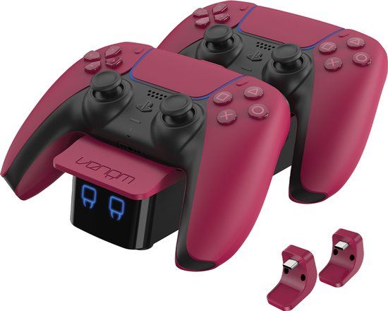 Konix Venom PS5 Controller Twin Docking Station - Cosmic Red