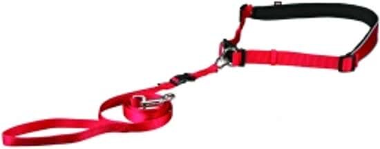 TRIXIE Looplijn Met Heupriem Hands Free - Riem - 130 cm x 25 mm - Rood