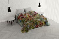 Italian Bed Linen Zomerdekbed met digitale print, motief: autokamers, microvezel, SD-20, tweepersoonsbed