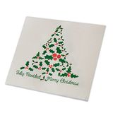 Morigami, Servet standaardformaat, vouw 1/4, kant, kerstboom hulst, 60 servetten