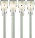 Lumineo Projecteur de jardin solaire - 8x - spot à piquer - argent - à énergie solaire - 32 cm