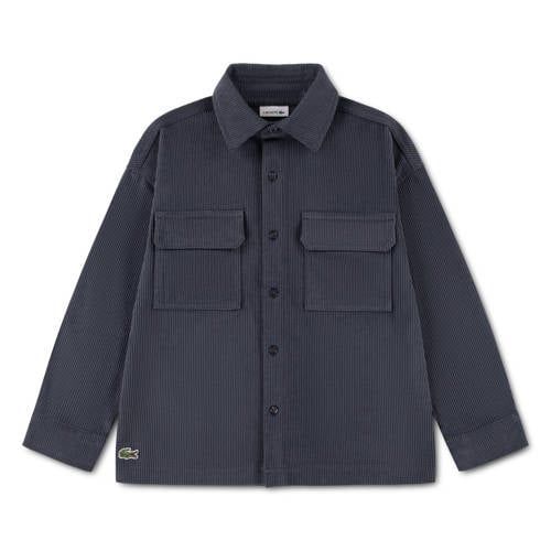 Lacoste corduroy overshirt met logo - antraciet