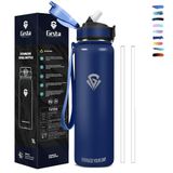 Grsta Thermosfles, 1 liter, BPA-vrij, 18/8 roestvrij staal, lekvrij, voor warme en koude dranken, sport, yoga, camping