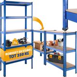 tectake® Opslagrek - Stellingkast - Garagekast - Opbergkast - Rek - Stelling - Dubbele werktafel - 172x75,5x30,5cm - Draagkracht 350kg
