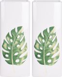 Merkloos 2x Witte radiator waterverdampers/luchtbevochtigers botanische planten print monstera blad 21 cm