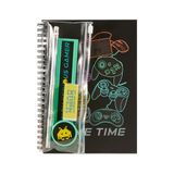 Idena 20186 - A5 notitieboek met schrijfset, gaming design, spiraal notitieblok met 120 geruite pagina's, 80 g/m²
