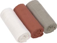 LÄSSIG Lassig Swaddle & Burp Blanket M Olive/Milky/Rust 3 Stuks Hydrofiel Luier