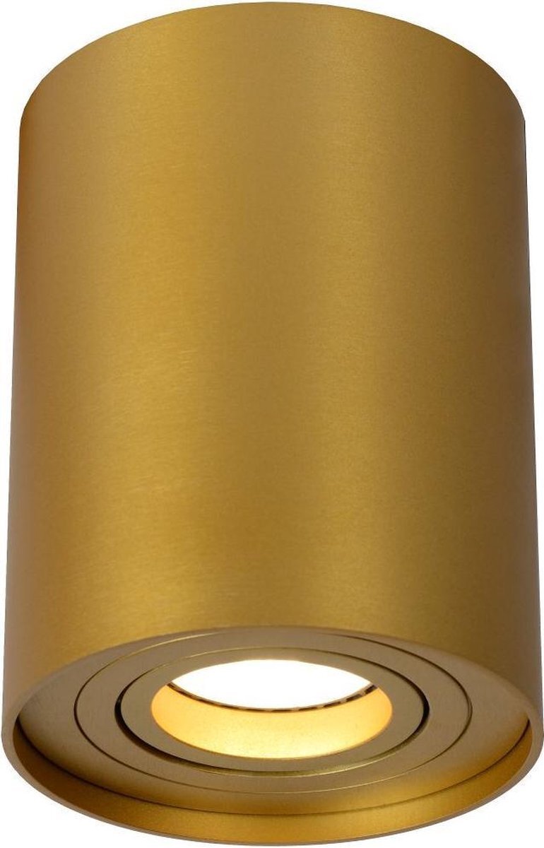 Lucide TUBE - Plafondspot - Ã˜ 9,6 cm - 1xGU10 - Mat Goud / Messing