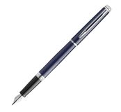 Waterman Hémisphère vulpen, blauwe lak met palladium details, roestvrijstalen medium penpunt, blauwe inkt, geschenkset