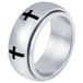 Mendes Edelstaal heren ring Spinning Cross Zilverkleurig-21mm