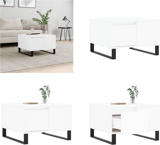 vidaXL Salontafel 55x55x36,5 cm bewerkt hout wit