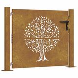 vidaXL - Poort - 100x100 - cm - boomontwerp - cortenstaal